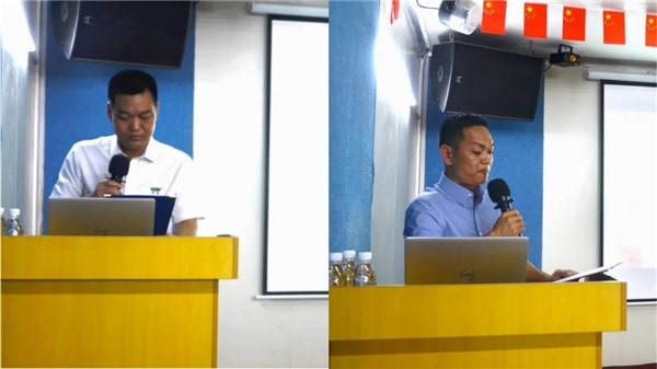 中境董事長(zhǎng)（左），總經(jīng)理（右）發(fā)表講話